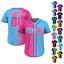 Custom Baseball Jersey Gradient with Teamname Name Number, Custom Jersey Shirt for Men Women Youth Kid, Gift for Baseball Fans Pink Blue