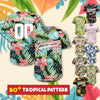 Custom Hawaiian Baseball Jersey with Team Name Number Logo, Personalized Hawaii Floral Shirt for Men Women Youth Preschool Button Shirt