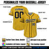 Custom Baseball Jersey with Teamname Name Number, Jersey for Men Women Youth, Personalized Pinstripe Yellow Black Button Down Jersey