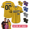 Custom Baseball Jersey with Teamname Name Number, Jersey for Men Women Youth, Personalized Pinstripe Yellow Black Button Down Jersey